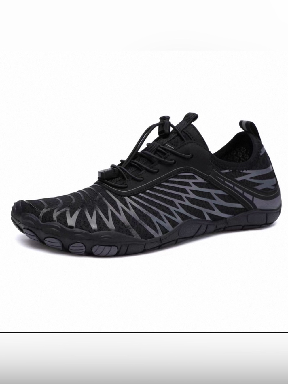 Men's Black Athletic Slip-On Trainer with Gray Pattern